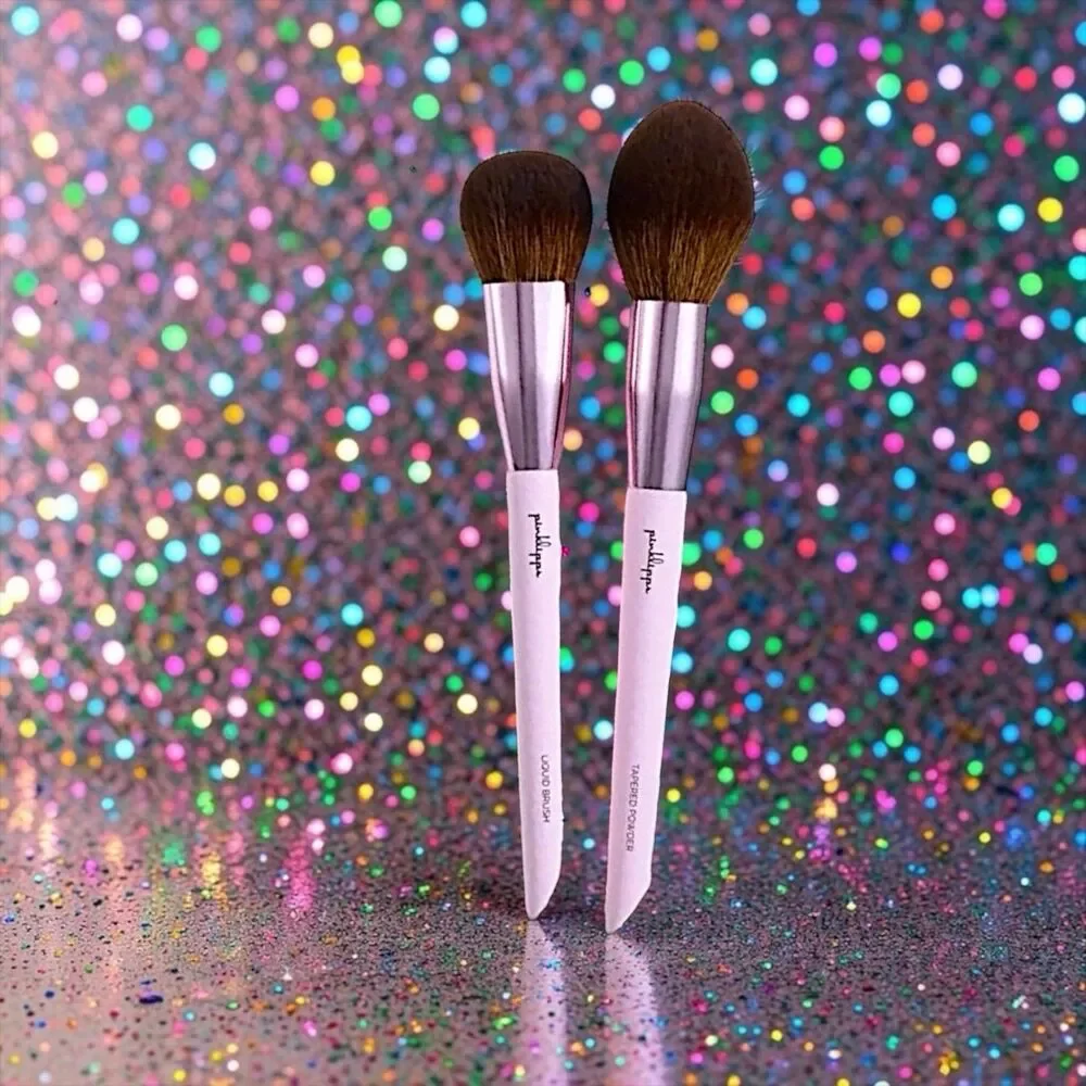 PinkLipps Cosmetics Makeup Brush Set Liquid Brush & Tapered Brush Set NWOB